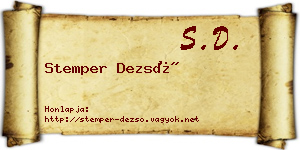 Stemper Dezső névjegykártya